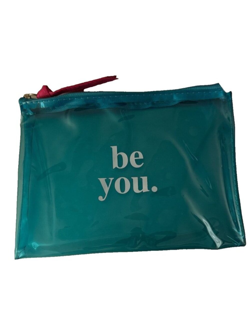 Cosmetic Toiletry Transparent Bag Be You Teal new